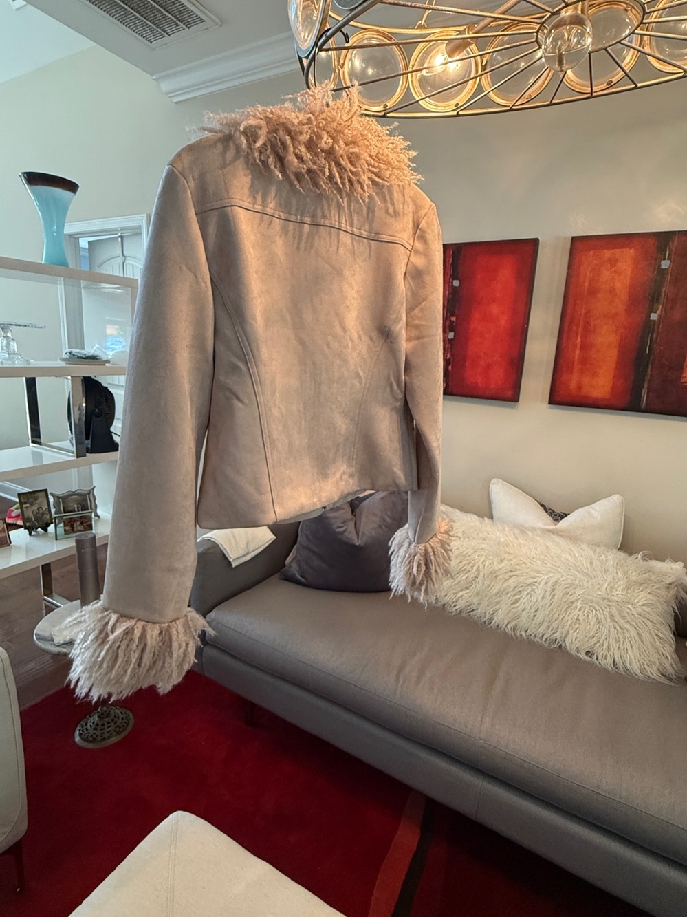 WILLOW & WIND SUEDETTE & FAUX FUR JACKET - SZ L  NEW - Picture 9 of 13